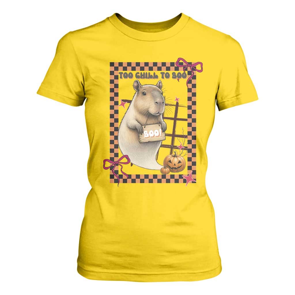 Halloween Capybara T Shirt For Women Funny Too Chill To Boo TS12 Daisy Print Your Wear