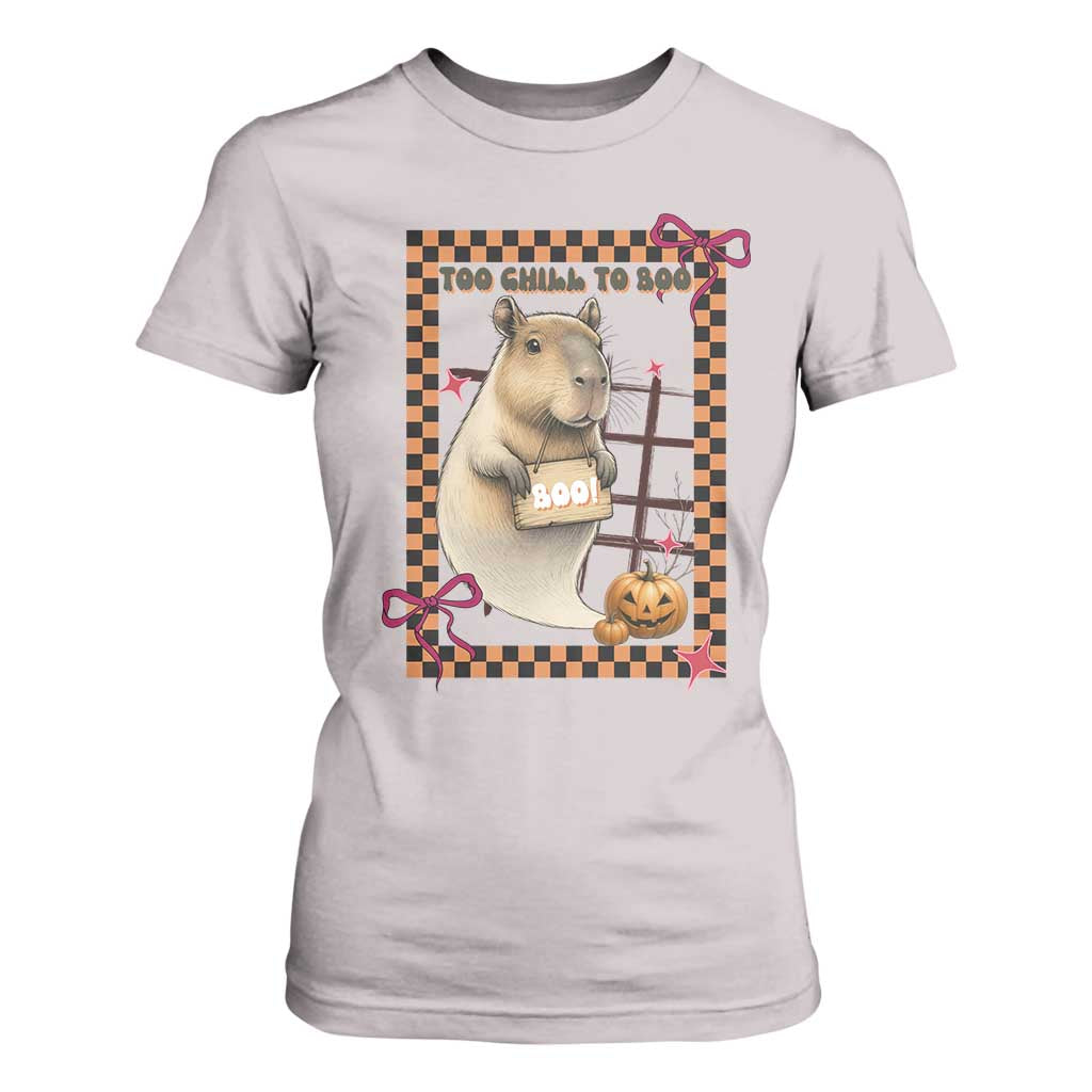 Halloween Capybara T Shirt For Women Funny Too Chill To Boo TS12 Ice Gray Print Your Wear