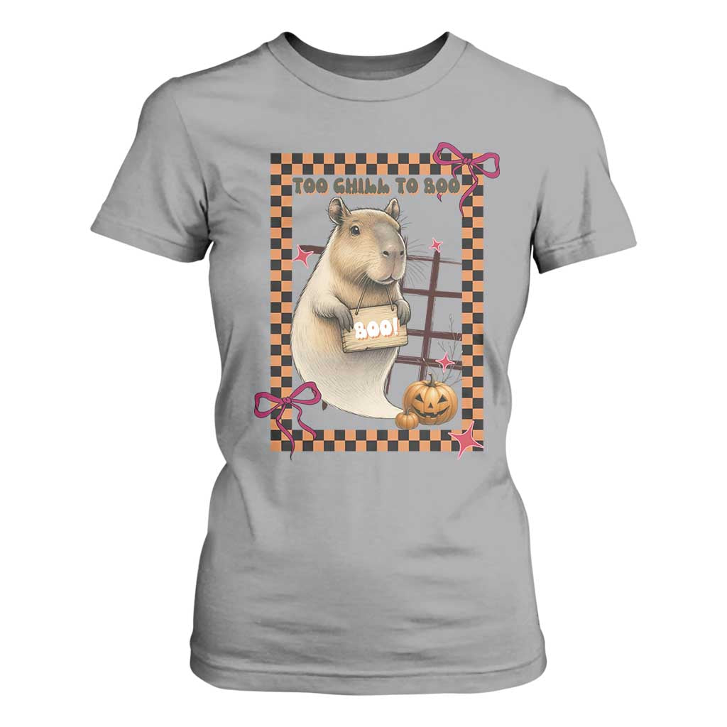 Halloween Capybara T Shirt For Women Funny Too Chill To Boo TS12 Sport Gray Print Your Wear