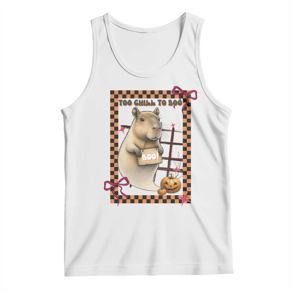 Halloween Capybara Tank Top Funny Too Chill To Boo TS12 White Print Your Wear