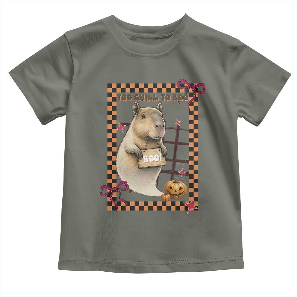 Halloween Capybara Toddler T Shirt Funny Too Chill To Boo TS12 Military Green Print Your Wear
