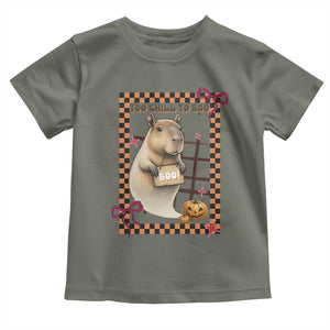 Halloween Capybara Toddler T Shirt Funny Too Chill To Boo TS12 Military Green Print Your Wear