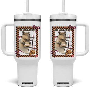 Halloween Capybara Tumbler With Handle Funny Too Chill To Boo TS12 One Size: 40 oz White Print Your Wear