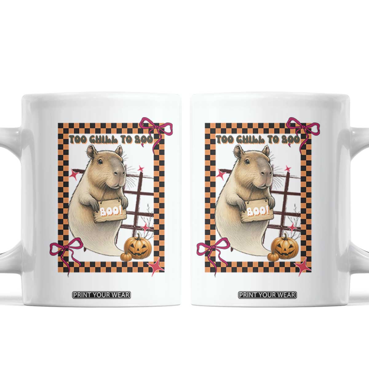 Halloween Capybara Coffee Mug Funny Too Chill To Boo TS12 White Print Your Wear