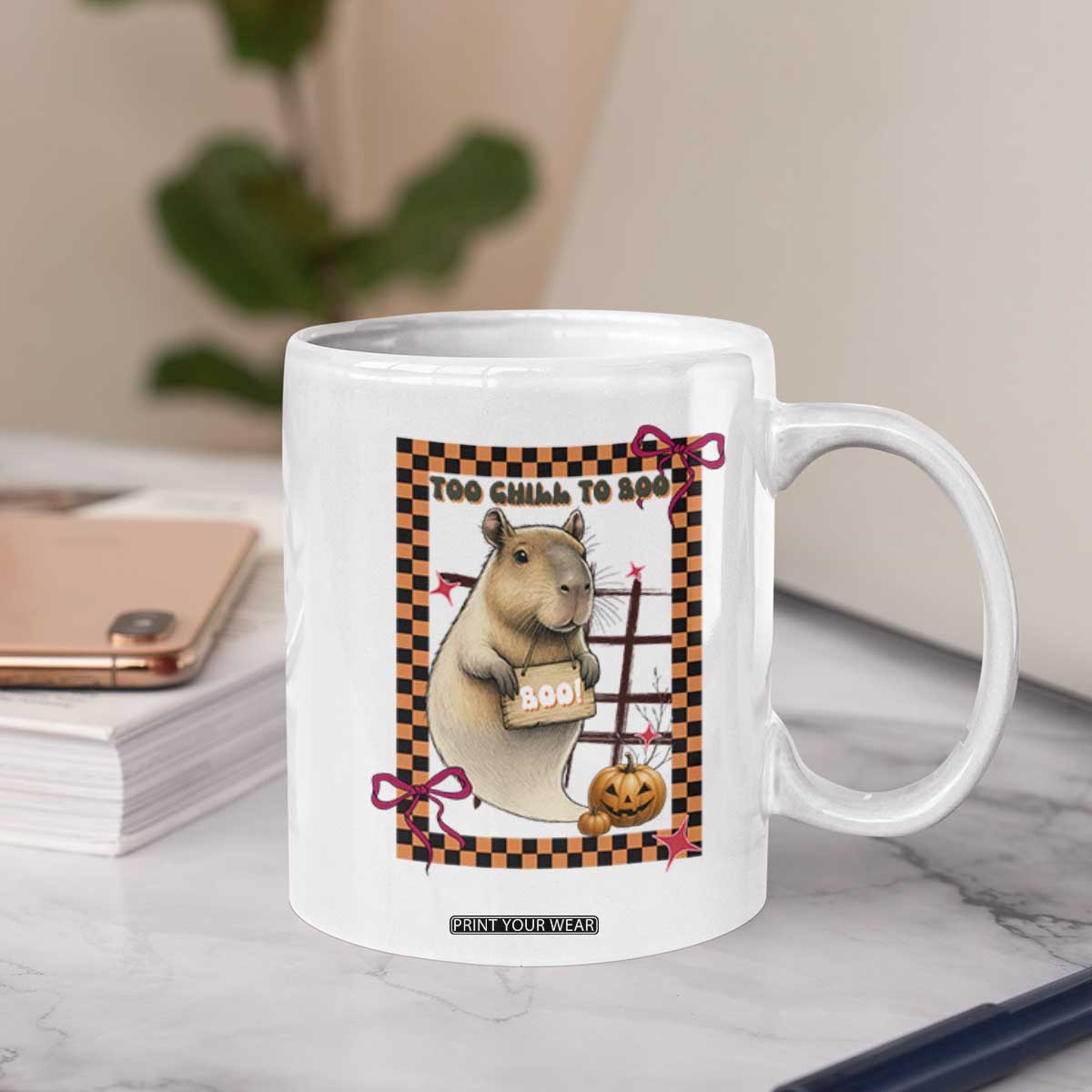 Halloween Capybara Coffee Mug Funny Too Chill To Boo TS12 Print Your Wear
