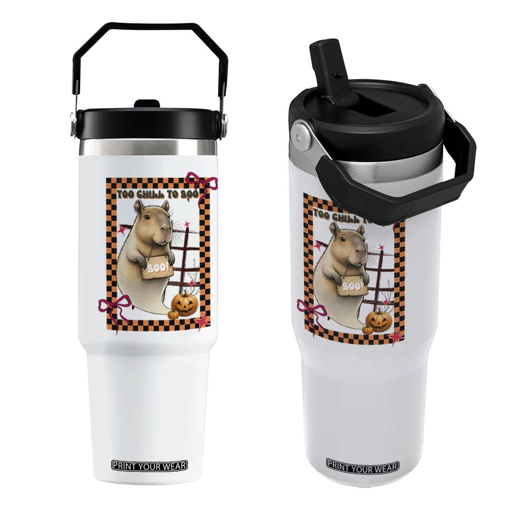 Halloween Capybara Flip Straw Tumbler Funny Too Chill To Boo TS12 One Size: 30 oz White Print Your Wear