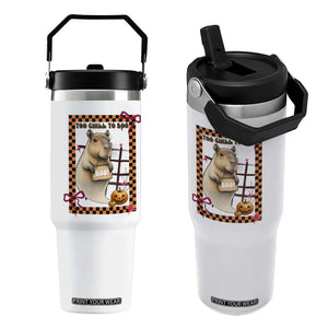 Halloween Capybara Flip Straw Tumbler Funny Too Chill To Boo TS12 One Size: 30 oz White Print Your Wear