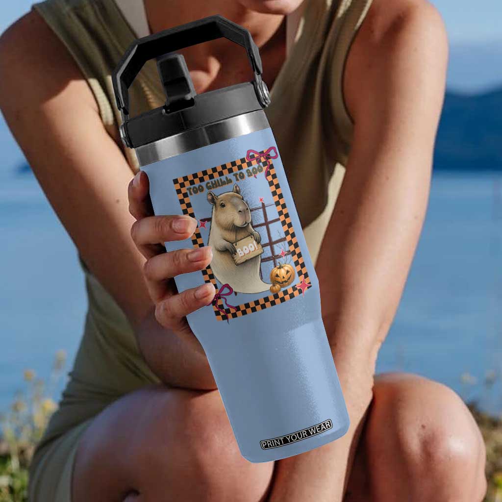 Halloween Capybara Flip Straw Tumbler Funny Too Chill To Boo TS12 One Size: 30 oz Light Blue Print Your Wear