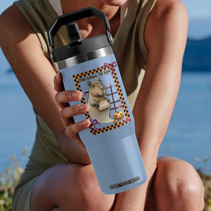 Halloween Capybara Flip Straw Tumbler Funny Too Chill To Boo TS12 One Size: 30 oz Light Blue Print Your Wear