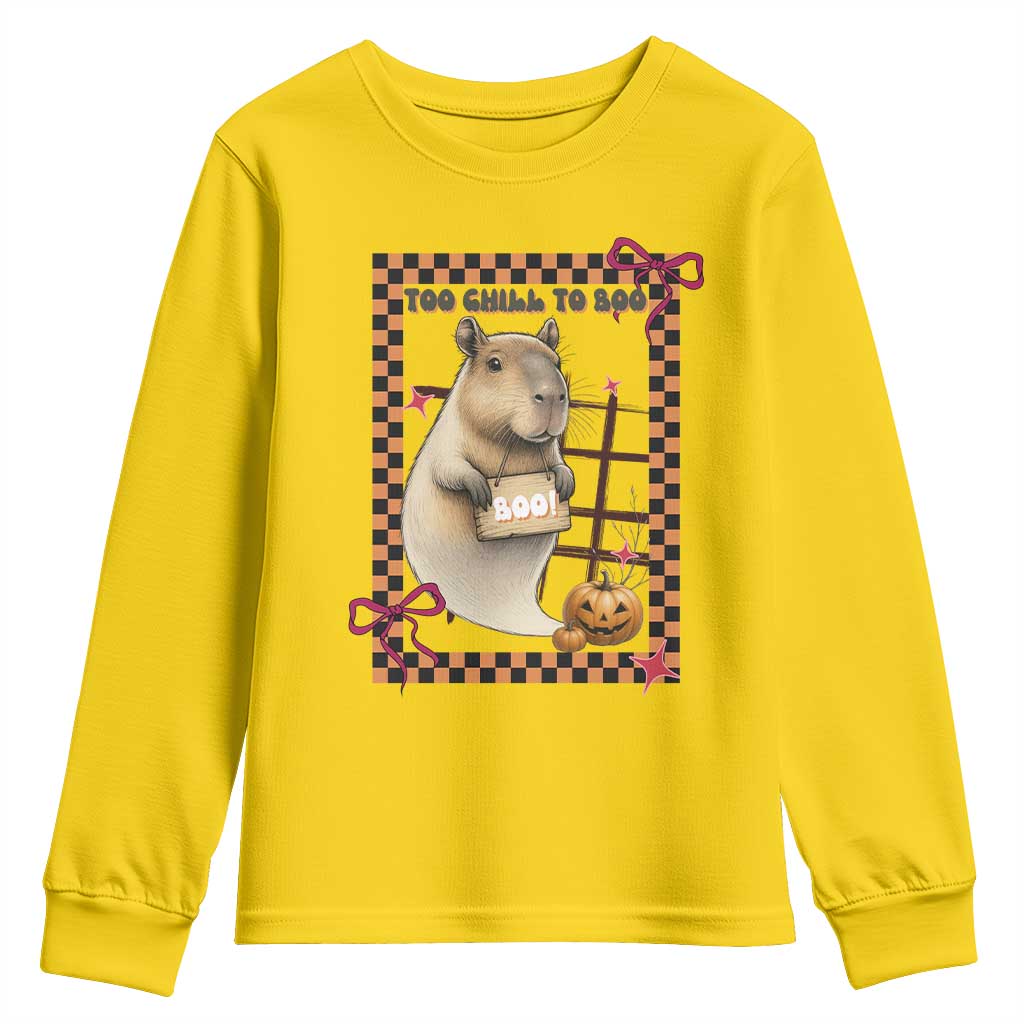 Halloween Capybara Youth Sweatshirt Funny Too Chill To Boo TS12 Daisy Print Your Wear