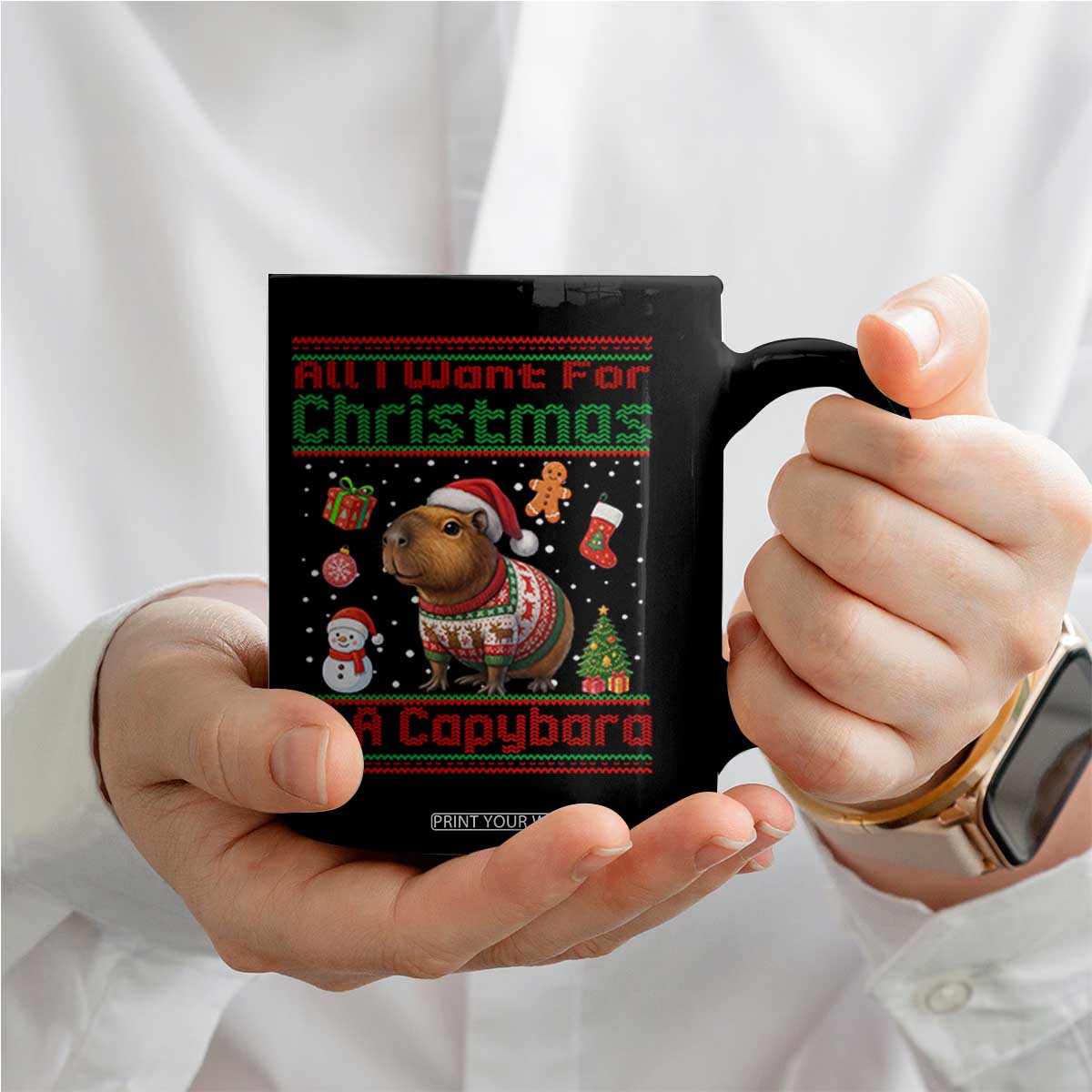Funny Xmas Coffee Mug All I Want For Christmas Is A Capybara TS12 Print Your Wear