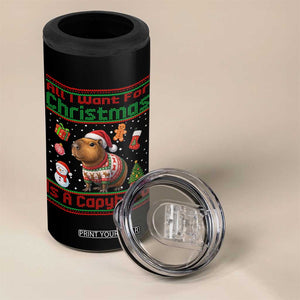 Funny Xmas 4 in 1 Can Cooler Tumbler All I Want For Christmas Is A Capybara TS12 Print Your Wear