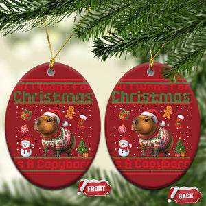 Funny Xmas Christmas Ornament All I Want For Christmas Is A Capybara TS12 Oval Red Print Your Wear