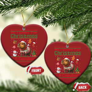 Funny Xmas Christmas Ornament All I Want For Christmas Is A Capybara TS12 Heart Red Print Your Wear