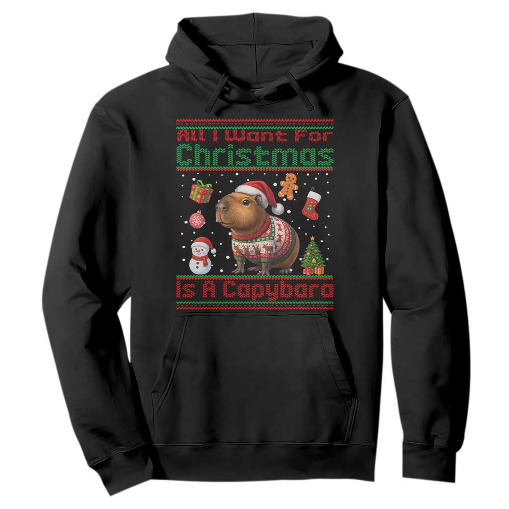 Funny Xmas Hoodie All I Want For Christmas Is A Capybara TS12 Black Print Your Wear
