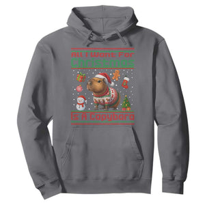 Funny Xmas Hoodie All I Want For Christmas Is A Capybara TS12 Charcoal Print Your Wear