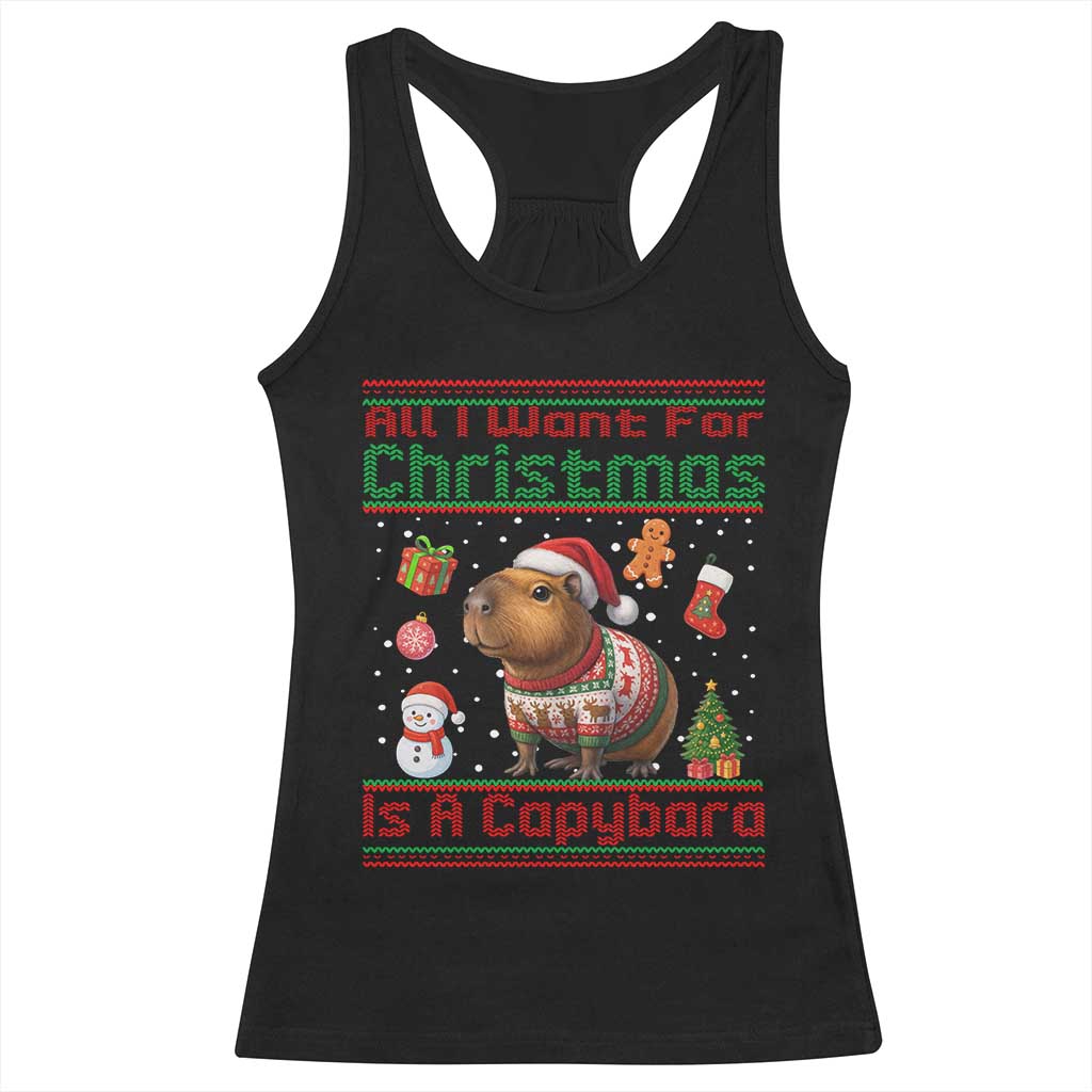 Funny Xmas Racerback Tank Top All I Want For Christmas Is A Capybara TS12 Black Print Your Wear