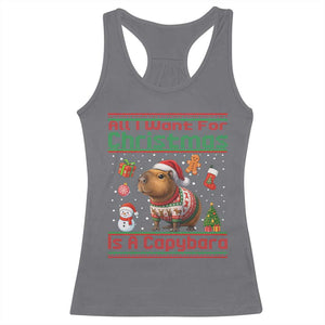 Funny Xmas Racerback Tank Top All I Want For Christmas Is A Capybara TS12 Charcoal Print Your Wear