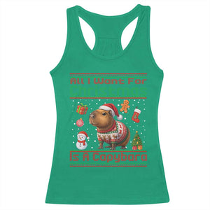 Funny Xmas Racerback Tank Top All I Want For Christmas Is A Capybara TS12 Irish Green Print Your Wear