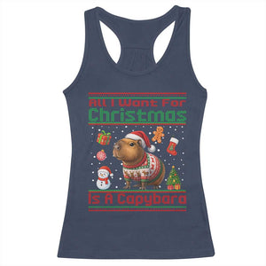 Funny Xmas Racerback Tank Top All I Want For Christmas Is A Capybara TS12 Navy Print Your Wear