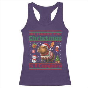 Funny Xmas Racerback Tank Top All I Want For Christmas Is A Capybara TS12 Purple Print Your Wear