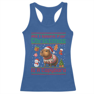 Funny Xmas Racerback Tank Top All I Want For Christmas Is A Capybara TS12 Royal Blue Print Your Wear