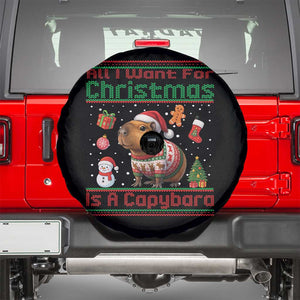 Funny Xmas Spare Tire Cover All I Want For Christmas Is A Capybara TS12 Black Print Your Wear