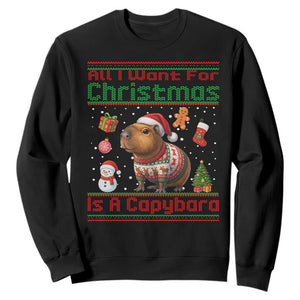 Funny Xmas Sweatshirt All I Want For Christmas Is A Capybara TS12 Black Print Your Wear