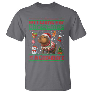 Funny Xmas T Shirt All I Want For Christmas Is A Capybara TS12 Charcoal Print Your Wear
