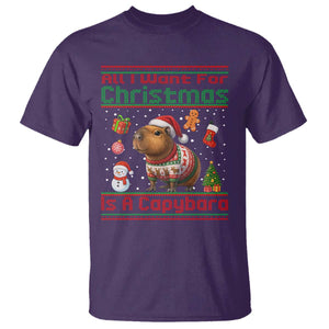 Funny Xmas T Shirt All I Want For Christmas Is A Capybara TS12 Purple Print Your Wear