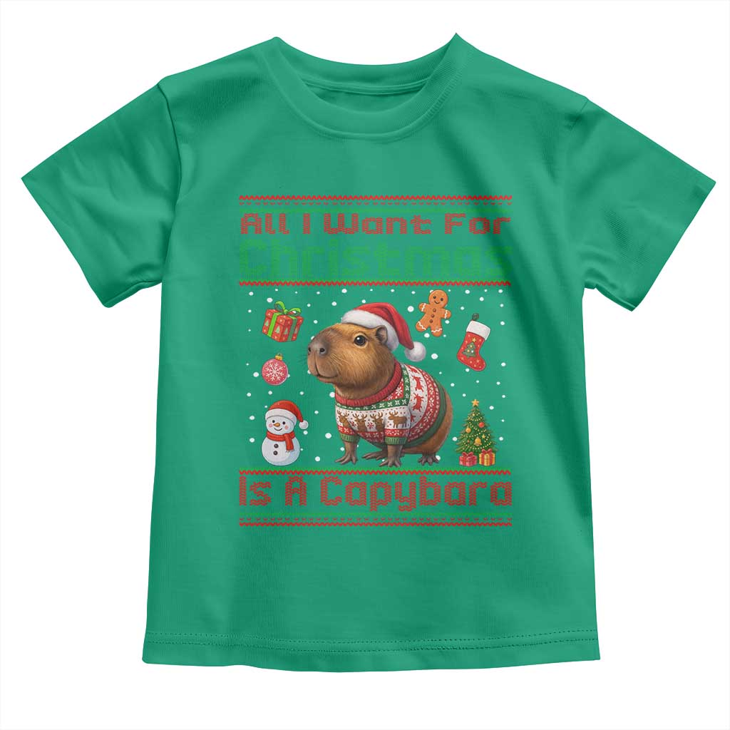 Funny Xmas Toddler T Shirt All I Want For Christmas Is A Capybara TS12 Irish Green Print Your Wear