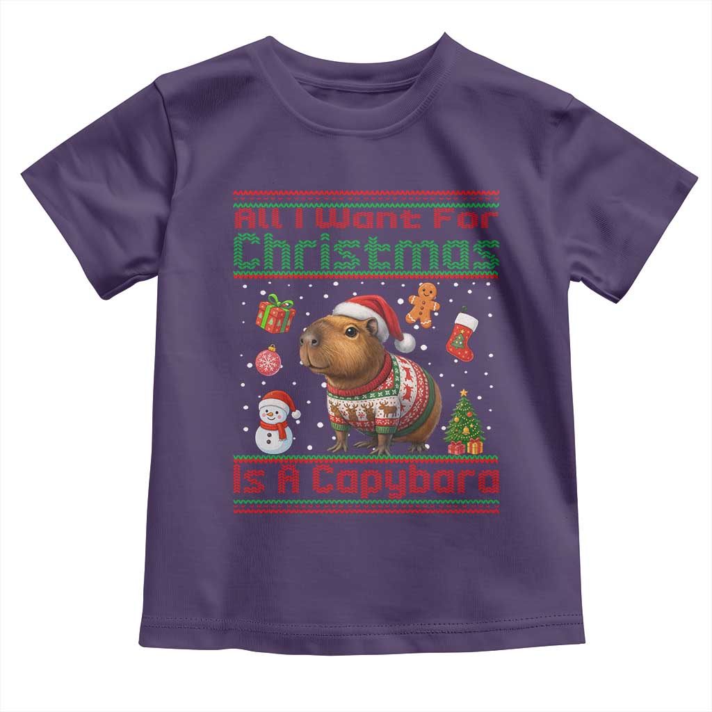 Funny Xmas Toddler T Shirt All I Want For Christmas Is A Capybara TS12 Purple Print Your Wear