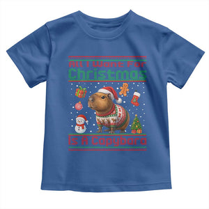 Funny Xmas Toddler T Shirt All I Want For Christmas Is A Capybara TS12 Royal Blue Print Your Wear
