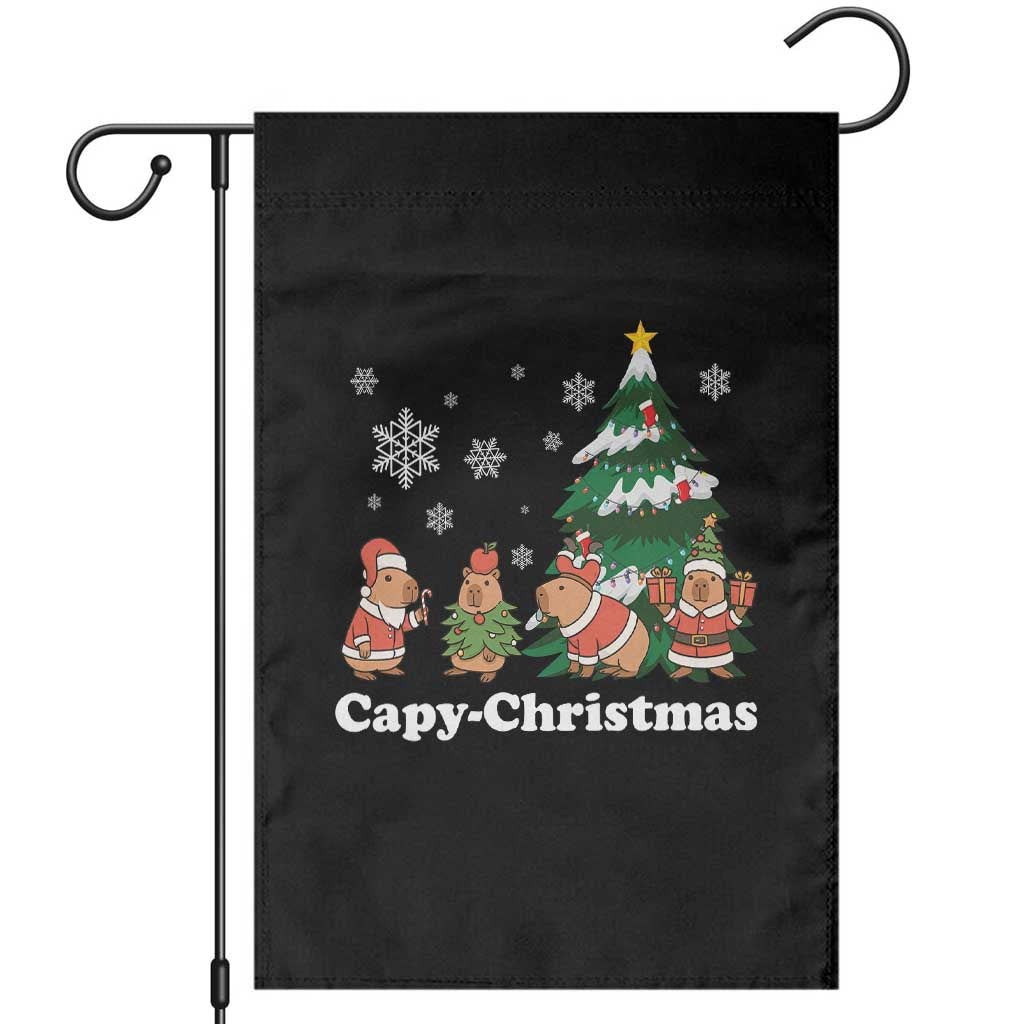 Christmas Capybara Garden Flag Funny Capy Xmas Gift Idea TS12 Black Print Your Wear