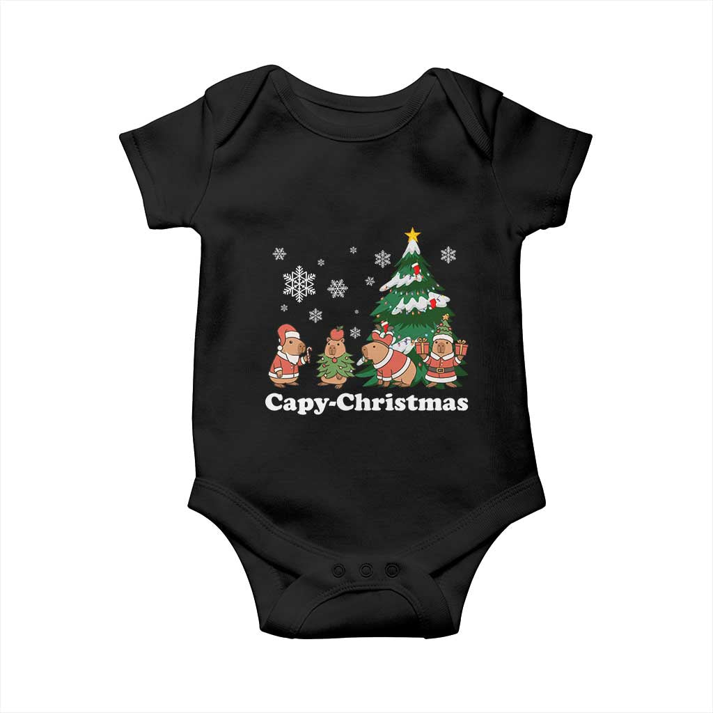 Christmas Capybara Baby Onesie Funny Capy Xmas Gift Idea TS12 Black Print Your Wear