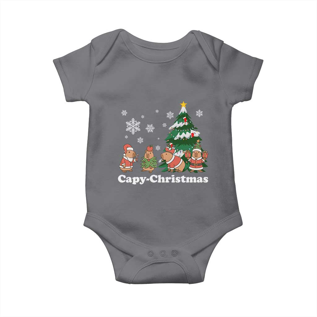 Christmas Capybara Baby Onesie Funny Capy Xmas Gift Idea TS12 Charcoal Print Your Wear