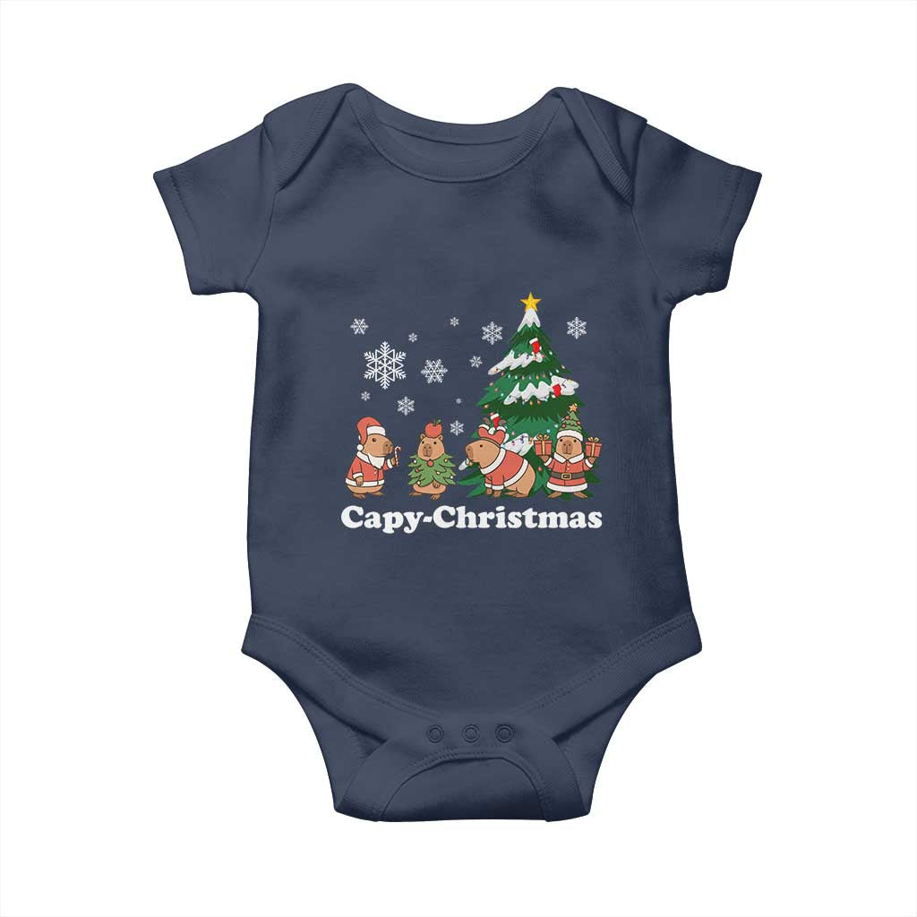 Christmas Capybara Baby Onesie Funny Capy Xmas Gift Idea TS12 Navy Print Your Wear