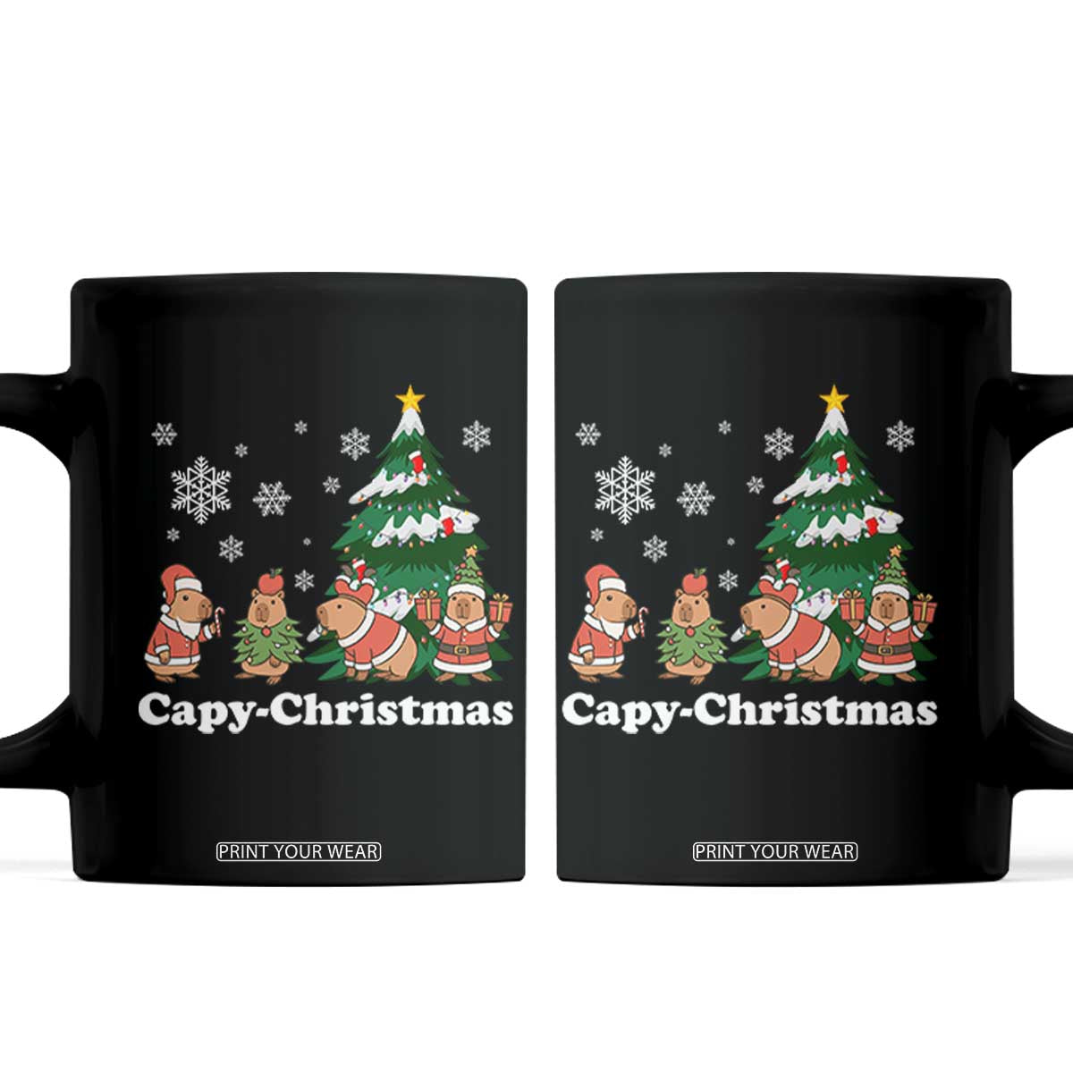 Christmas Capybara Coffee Mug Funny Capy Xmas Gift Idea TS12 Black Print Your Wear