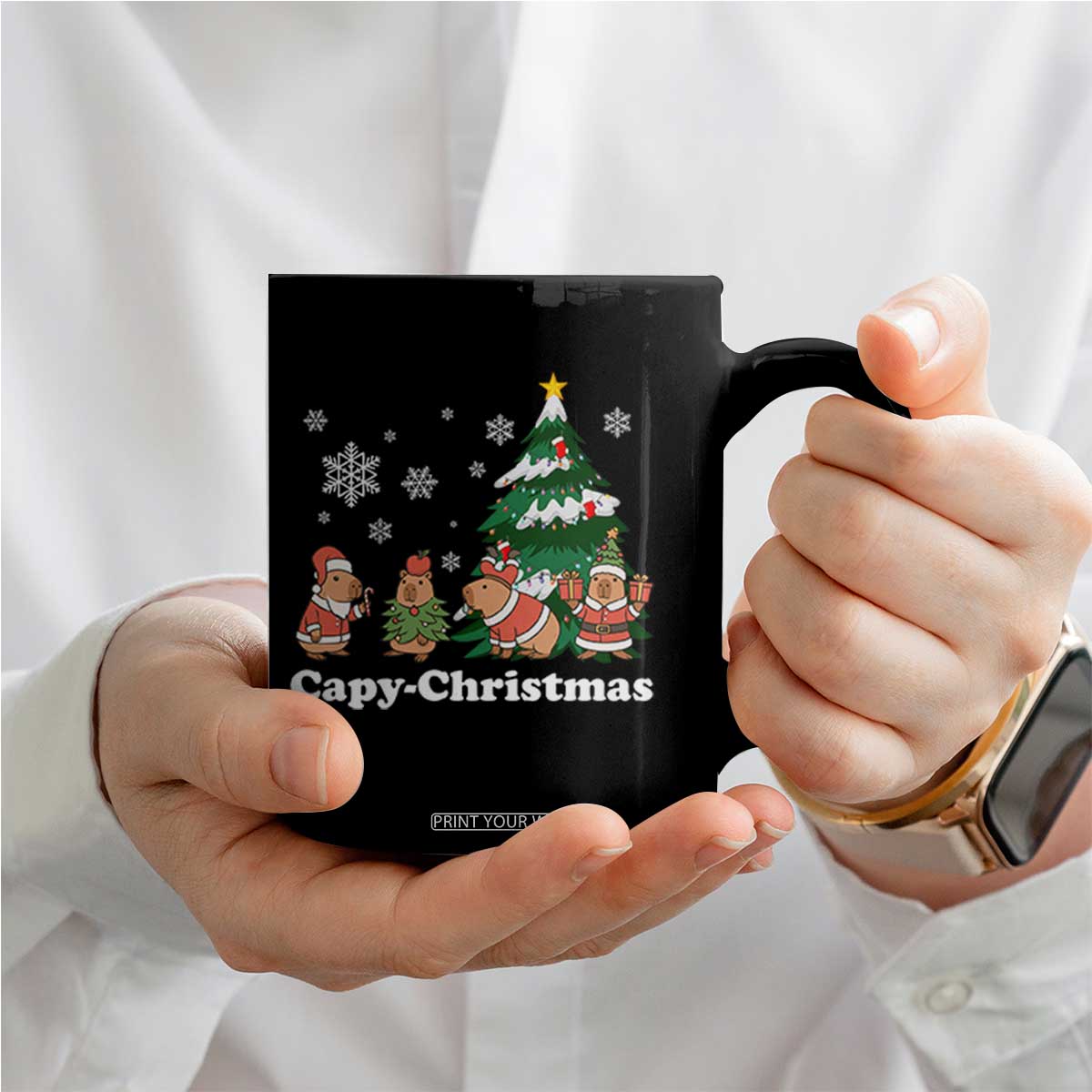 Christmas Capybara Coffee Mug Funny Capy Xmas Gift Idea TS12 Print Your Wear