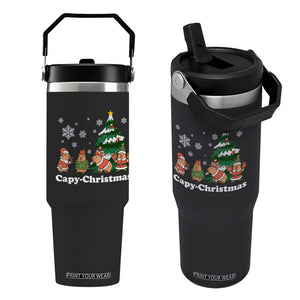 Christmas Capybara Flip Straw Tumbler Funny Capy Xmas Gift Idea TS12 One Size: 30 oz Black Print Your Wear