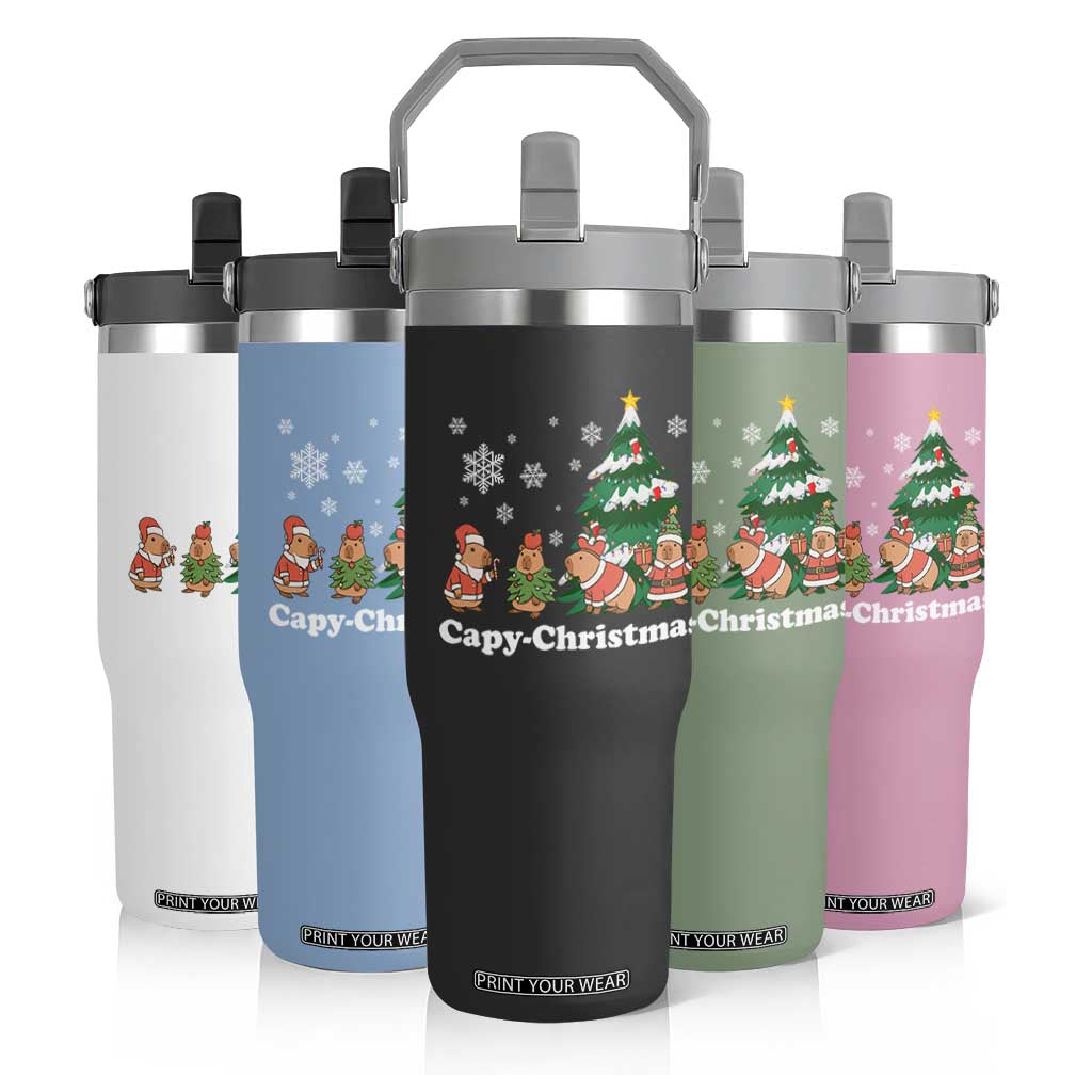 Christmas Capybara Flip Straw Tumbler Funny Capy Xmas Gift Idea TS12 Print Your Wear