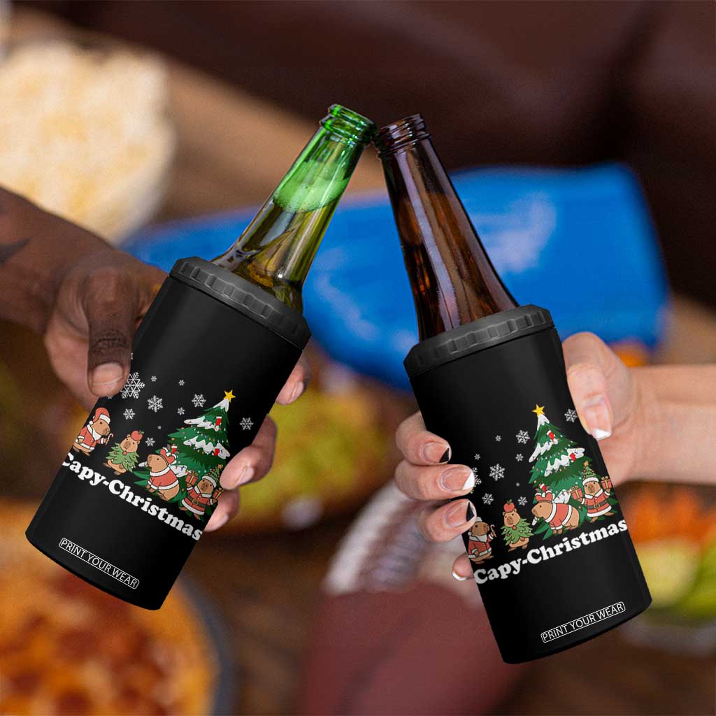 Christmas Capybara 4 in 1 Can Cooler Tumbler Funny Capy Xmas Gift Idea TS12 Print Your Wear