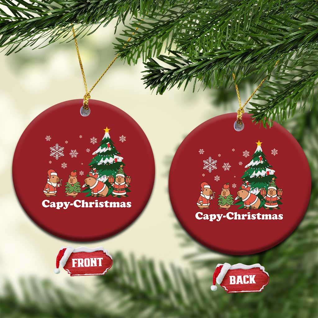Xmas Capybara Christmas Ornament Funny Capy Xmas Gift Idea TS12 Circle Red Print Your Wear