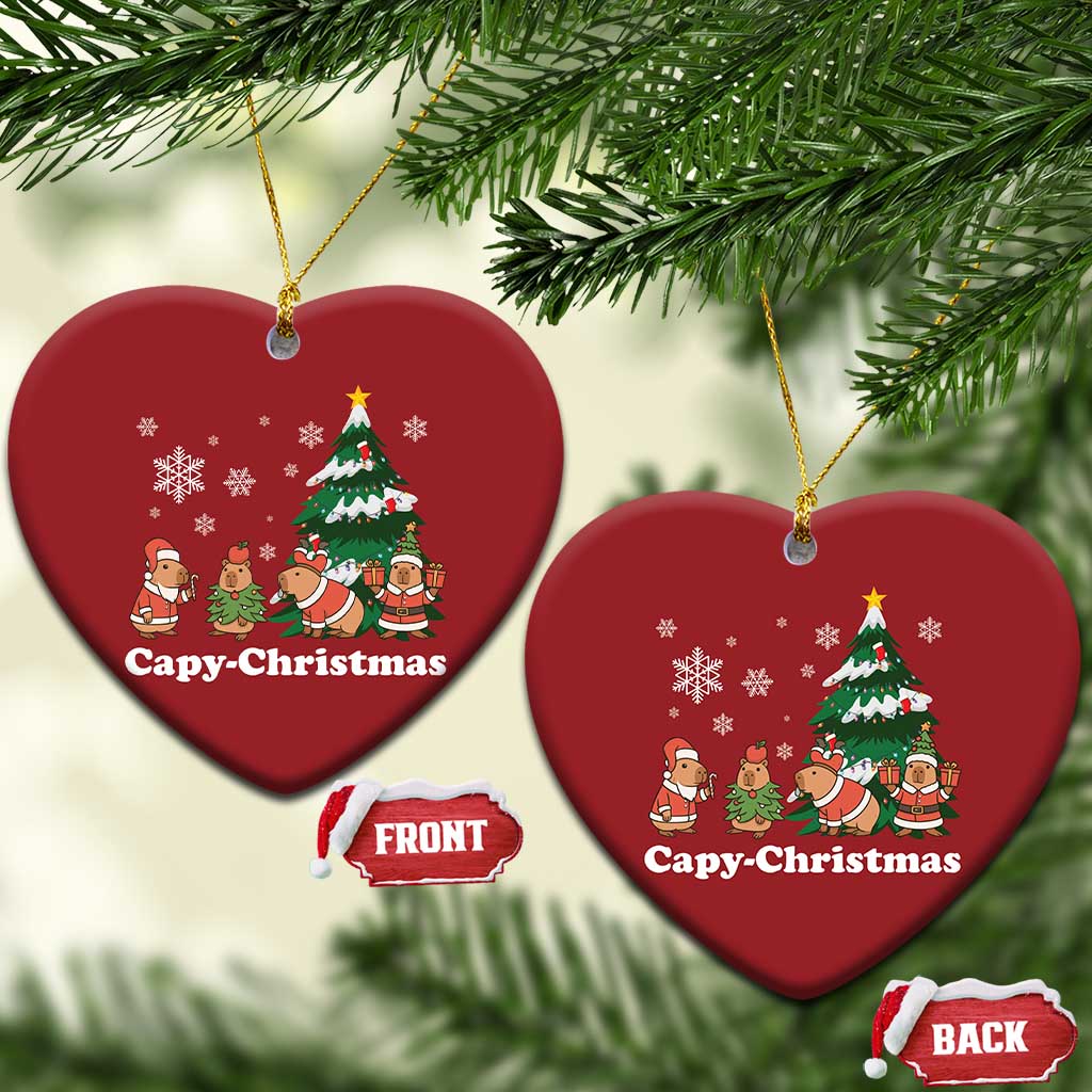 Xmas Capybara Christmas Ornament Funny Capy Xmas Gift Idea TS12 Heart Red Print Your Wear