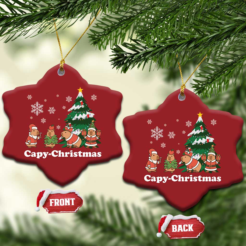 Xmas Capybara Christmas Ornament Funny Capy Xmas Gift Idea TS12 Snow Flake Red Print Your Wear