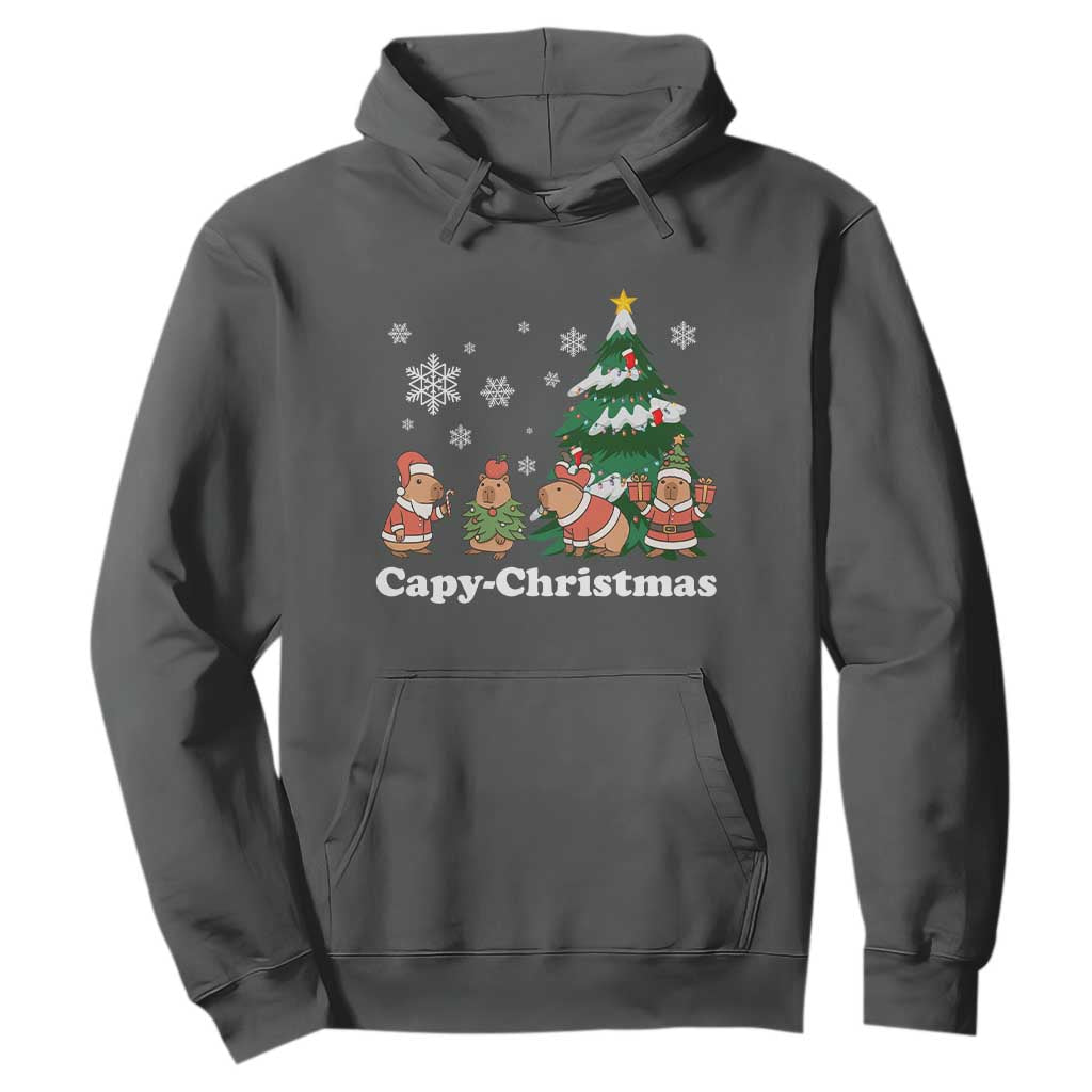 Christmas Capybara Hoodie Funny Capy Xmas Gift Idea TS12 Dark Heather Print Your Wear