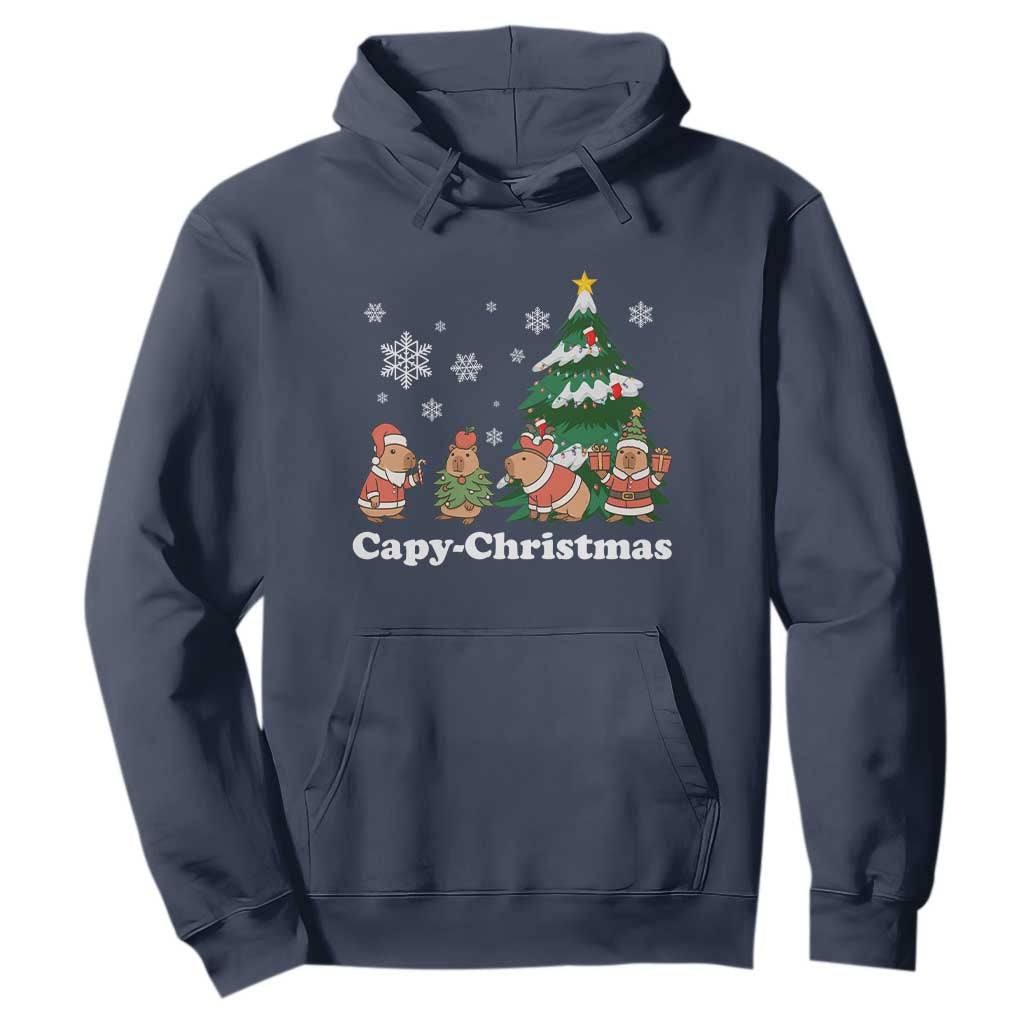 Christmas Capybara Hoodie Funny Capy Xmas Gift Idea TS12 Navy Print Your Wear