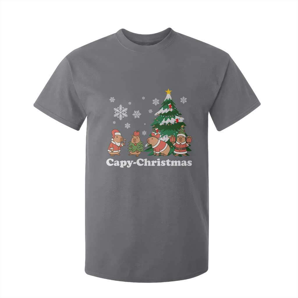 Christmas Capybara T Shirt For Kid Funny Capy Xmas Gift Idea TS12 Charcoal Print Your Wear