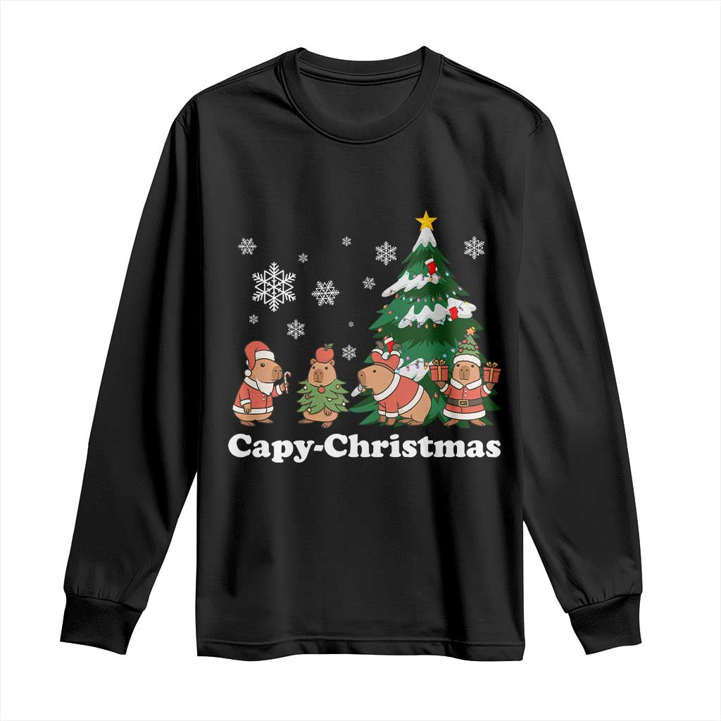 Christmas Capybara Long Sleeve Shirt Funny Capy Xmas Gift Idea TS12 Black Print Your Wear