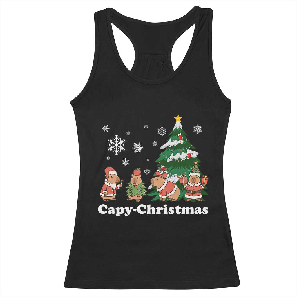 Christmas Capybara Racerback Tank Top Funny Capy Xmas Gift Idea TS12 Black Print Your Wear